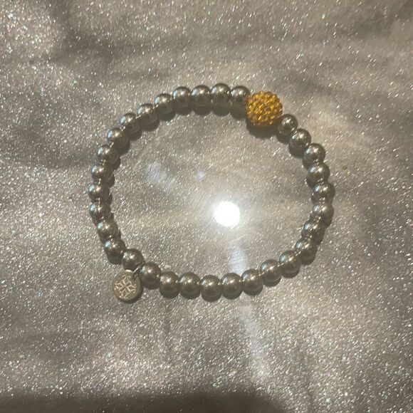 SILVER RUSTIC Cuff with Amber Gold Crystal Bead! - Picture 12 of 17